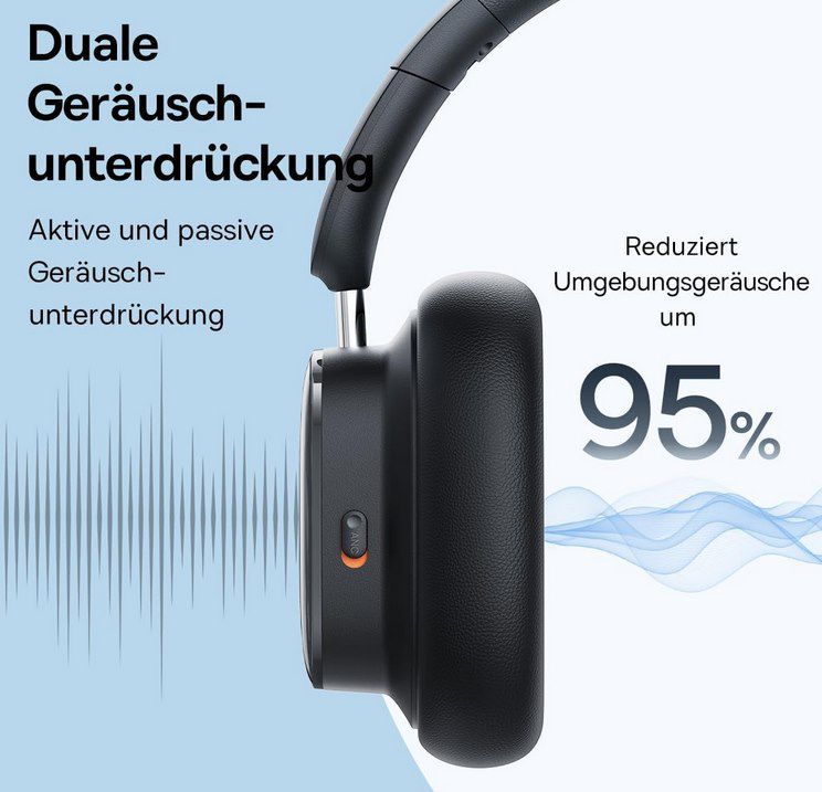 Baseus Bowie H1i Bluetooth Kopfhörer mit ANC & 100h für 39,98€ (statt 50€)