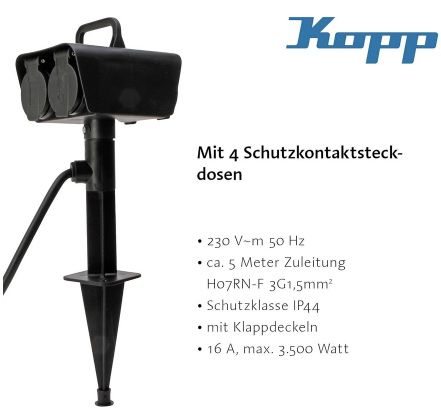 Kopp Außensteckdose mit Erdspieß & 4 Schutzkontakten für 12,99€ (statt 25€)