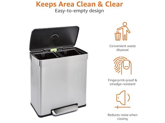Amazon Basics – Recycling Mülleimer mit 60L für 99,10€ (statt 137€)