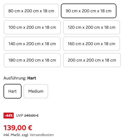 🧨🏠 Emma One Matratze 90x200cm in Hart nur 129€ (statt 169€)   auch ohne APP