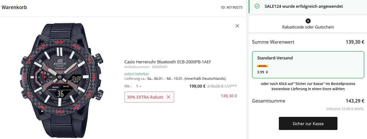 Casio Edifice ECB 2000 Herren Solar Motrosport BT Uhr für 143,29€ (statt 195€)