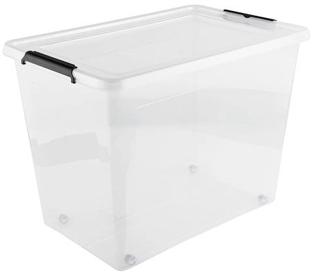 Aufbewahrungsbox mit Deckel aus Kunststoff ca. 80l ab 10€