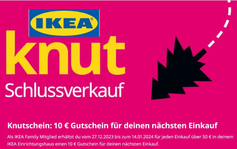 Tipp: 10€ Knutschein bei IKEA ab 50€ (Family Member)