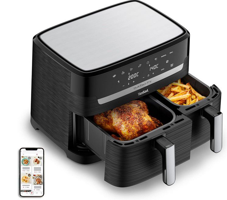 Tefal EY9018 Dual Easy Fry Doppelkammer Heißluftfritteuse für 129,99€ (statt 180€)