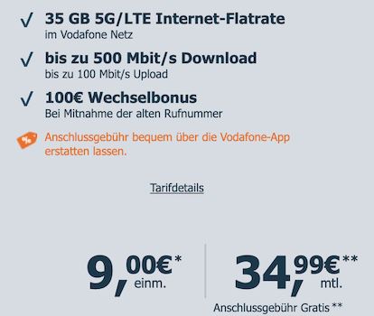 Samsung Galaxy S23 für 9€ + Vodafone Allnet 35GB 5G für 34,99€ mtl + 100€ Bonus