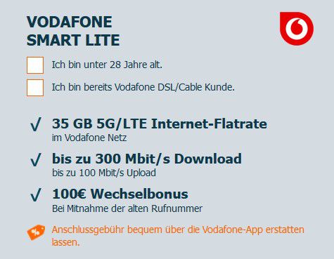 Apple iPhone 15 für 169€ + Vodafone Allnet 35GB 5G für 34,99€ mtl. + 100€ Bonus