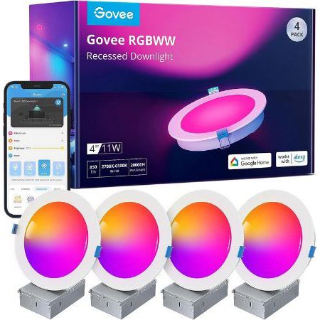 4x Govee Smart LED Einbaustrahler mit Wifi & Alexa, 120mm für 89,99€ (statt 123€)