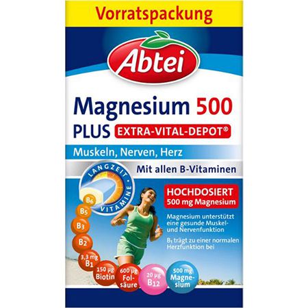 126er Pack Abtei Magnesium 500 Plus Extra Vital Depot ab 9,07€ (statt 15€)