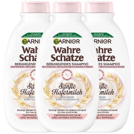 3er Pack Garnier Wahre Schätze Sanfte Hafermilch Shampoo ab 5,16€ (statt 8€)