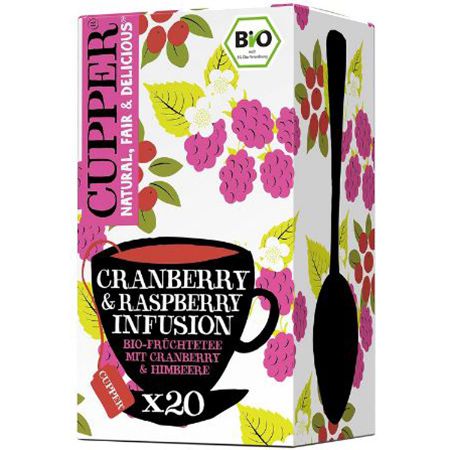 Cupper Bio Cranberry und Himbeere Früchtetee, 20 Beutel ab 1,90€ (statt 3€)