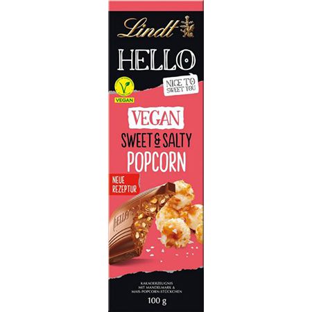 Lindt HELLO Vegan Sweet´n Salty Popcorn, 100g Tafel für 2,89€ (statt 4€)