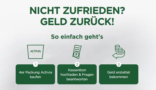 Activia ausprobieren, bei Unzufriedenheit Geld zurück