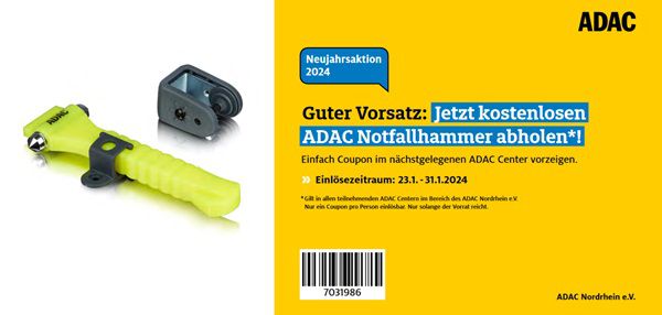 ADAC Nordrhein e.V.: Notfallhammer kostenlos abholen