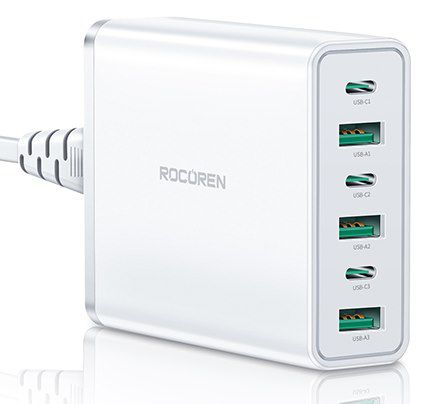 Rocoren 6 Port USB C + USB A Ladegerät mit PD3.0/ QC3.0 für 14,35€ (statt 36€)