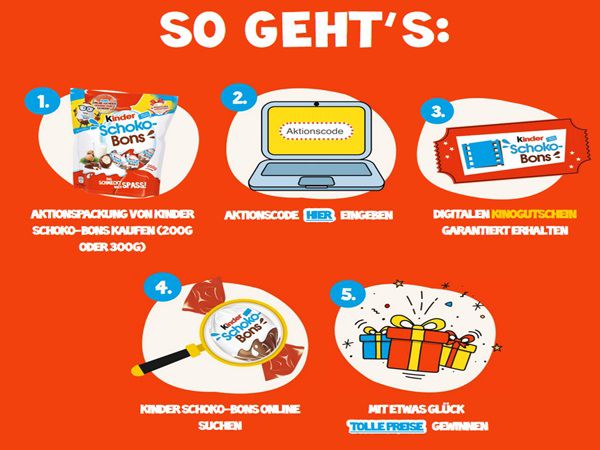 Mit Kauf von kinder Schoko Bons digitalen Kino Gutschein gratis