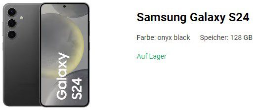 Samsung S24 (128GB) für 49,95€ + O2 AllNet Flat 50GB 5G/LTE 34,99€ mtl.