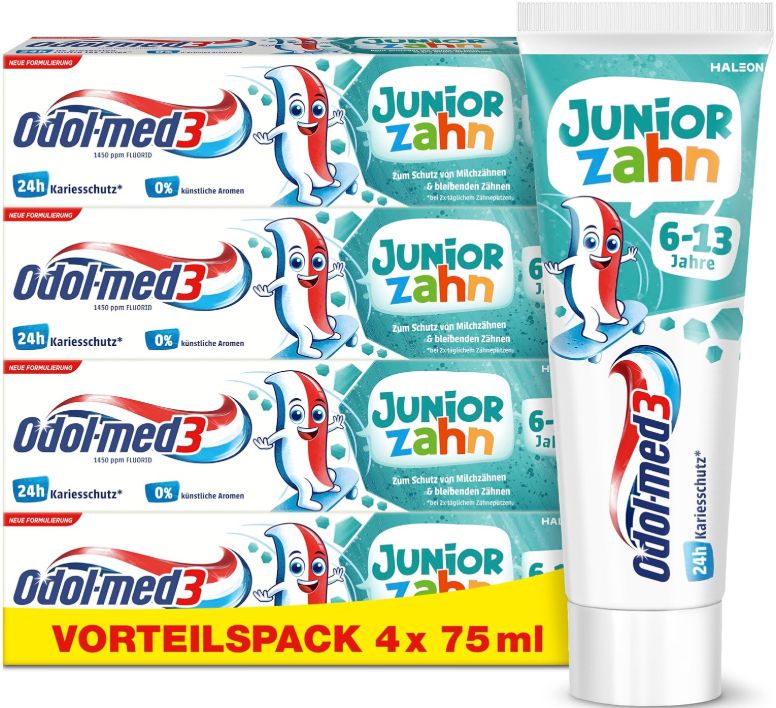 🦷 4x75ml Odol med3 Zahnpasta Juniorzahn ab 7,49€ (statt 12€)