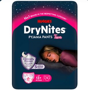 Gratismuster von DryNites Pyjama-Höschen oder Betteinlage anfordern