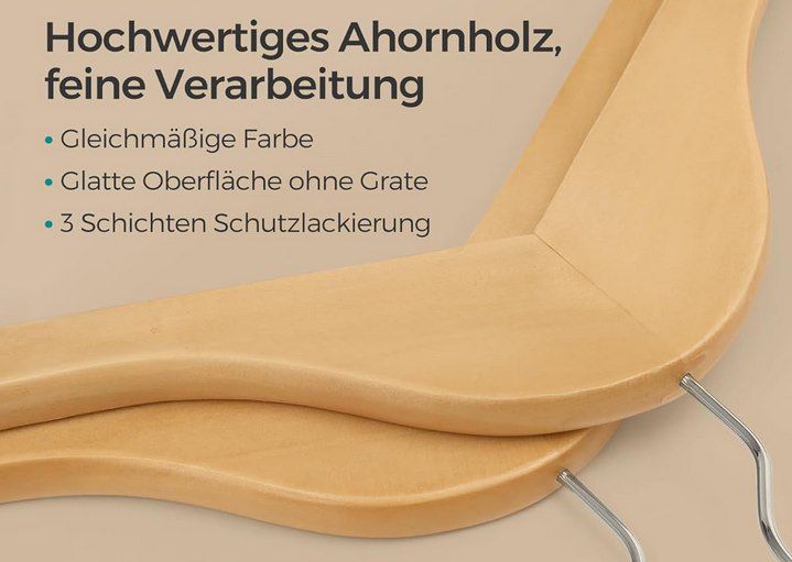 20x SONGMICS Holzkleiderbügel (44,5 cm) mit Steg für 16,99€ (statt 22€)