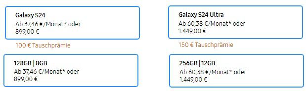 🔥 Samsung Galaxy S24/ S24+ oder S24 Ultra + Gratis Galaxy Watch 6 & bis 150€ Prämie