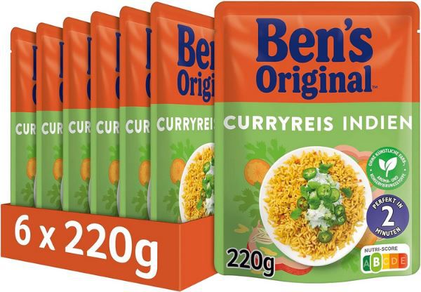 6er Pack Bens Original Express Curryreis, je 220g ab 11,19€ (statt 16€)