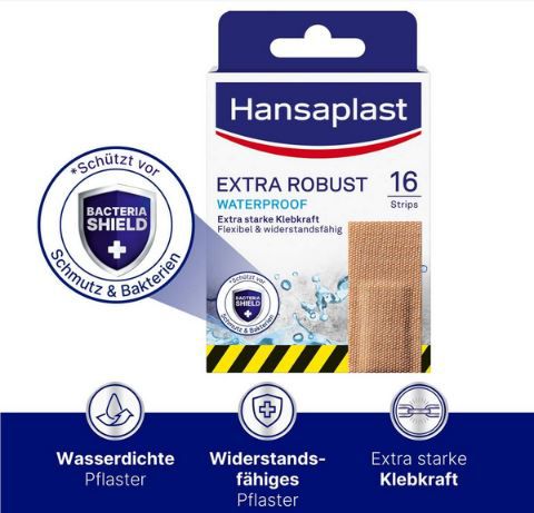 16er Pack Hansaplast Extra Robust Waterproof Textil Pflaster ab 2,11€ (statt 3€)