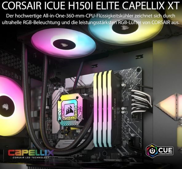 Corsair iCUE H150i Elite Capellix XT Liquid CPU Cooler für 179,90€ (statt 205€)
