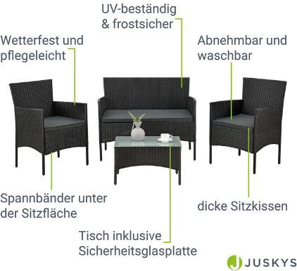 Juskys Fort Myers Polyrattan Sitzgruppe für 127,46€ (statt 144€)