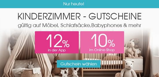 Babymarkt: 10% oder 12% Rabatt auf Möbel & mehr   z.B. Maxi Cosi Bett 162€ (statt 199€)