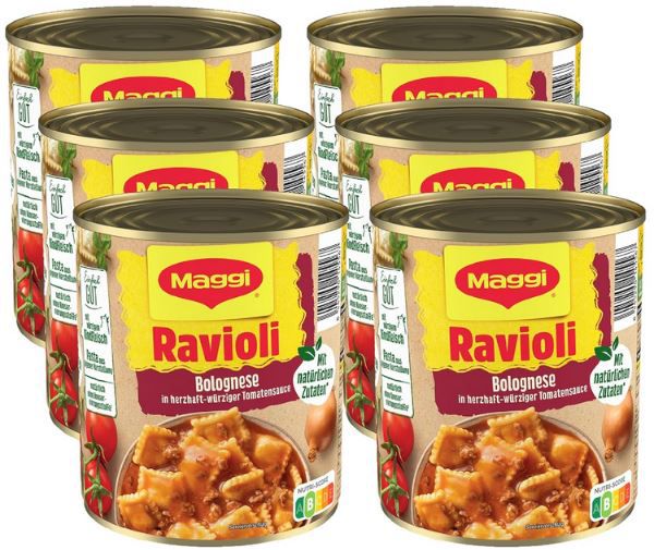 6er Pack Maggi Ravioli Bolognese, 800g ab 13,29€ (statt 18€)