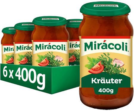 6er Pack Miracoli Pasta Sauce Kräuter, je 400g ab 12€ (statt 14€)