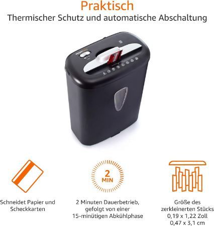 Amazon Basics Kreuzschnitt Aktenvernichter für Papier & Karten für 34,42€ (statt 40€)