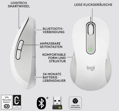 Logitech Signature M650 Kabellose Maus für große linke Hände für 28,90€ (statt 34€)