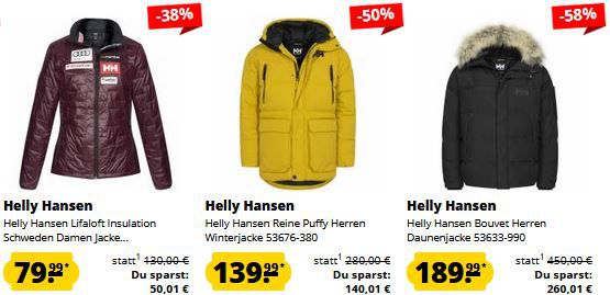 Helly Hansen Jacken Sale ab 34,99€ + 5€ Gutschein   z.B. 1877 Jacke ab 49,99€ (statt 85€)