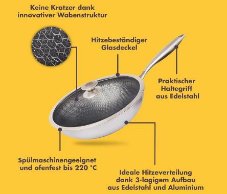 Reishunger Premium Wok mit Wabenstruktur, 28cm für 57,99€ (statt 80€)