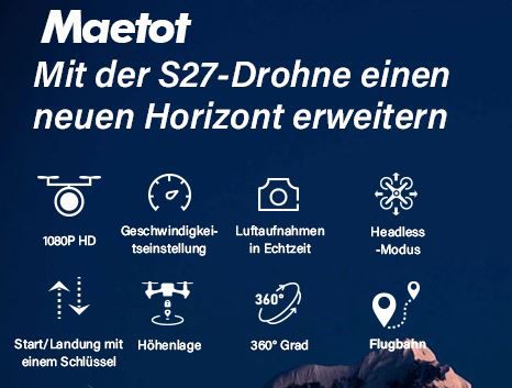 Maetot S27 Drohne mit 1080P Kamera & 2 Akkus für 24,99€ (statt 50€)