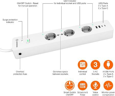 Ledvance Smart Plug 3 Fach Steckdosenleiste mit WiFi & USB für 19,99€ (statt 29€)
