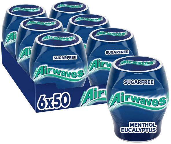 6er Pack Airwaves Menthol & Eucalyptus Kaugummi, 50 Dragees ab 11,64€ (statt 18€)