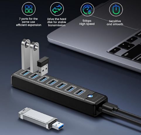 ORICO 7 Port USB 3.0 Hub mit 100cm Kabel für 10,99€ (statt 22€)