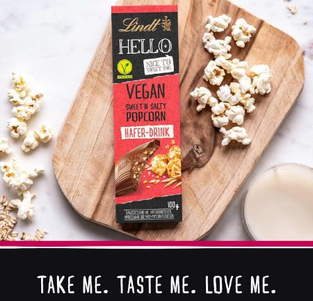 Lindt HELLO Vegan Sweet´n Salty Popcorn, 100g Tafel für 2,89€ (statt 4€)