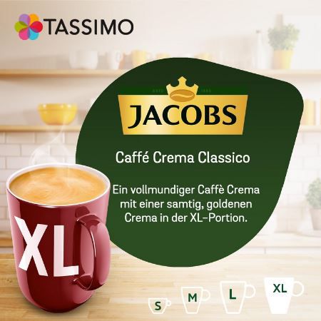 80er Pack Tassimo Jacobs Caffè Crema Classico XL Kapseln ab 17,95€ (statt 25€)