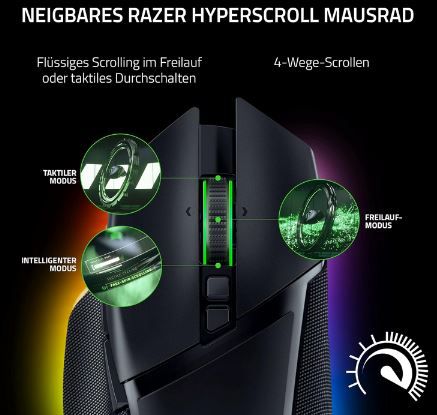 Razer Basilisk V3 Pro Maus mit Razer HyperScroll Tilt Wheel für 123,99€ (statt 140€)