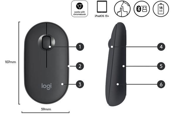 Logitech M350 Pebble Kabellose Bluetooth & 2.4 GHz Maus für 11,98€ (statt 16€)