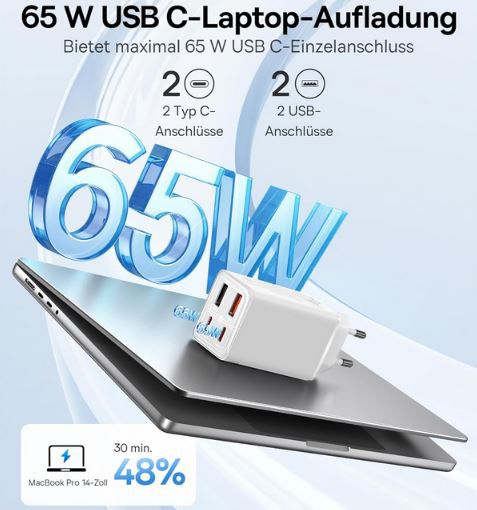 Baseus High Speed USB C/A 65W Netzteil mit PD 3.0 & PPS für 23,99€ (statt 30€)