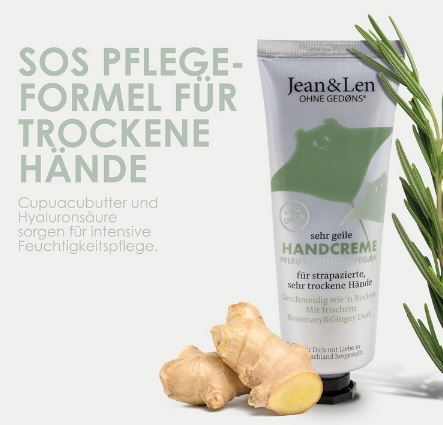 Jean & Len Sehr geile Rosemary & Ginger Handcreme, 75ml ab 2,12€ (statt 3€)