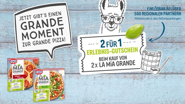 Mit Kauf von La Mia Grande Gutschein für eine 2 für 1 Freizeit Aktivität erhalten