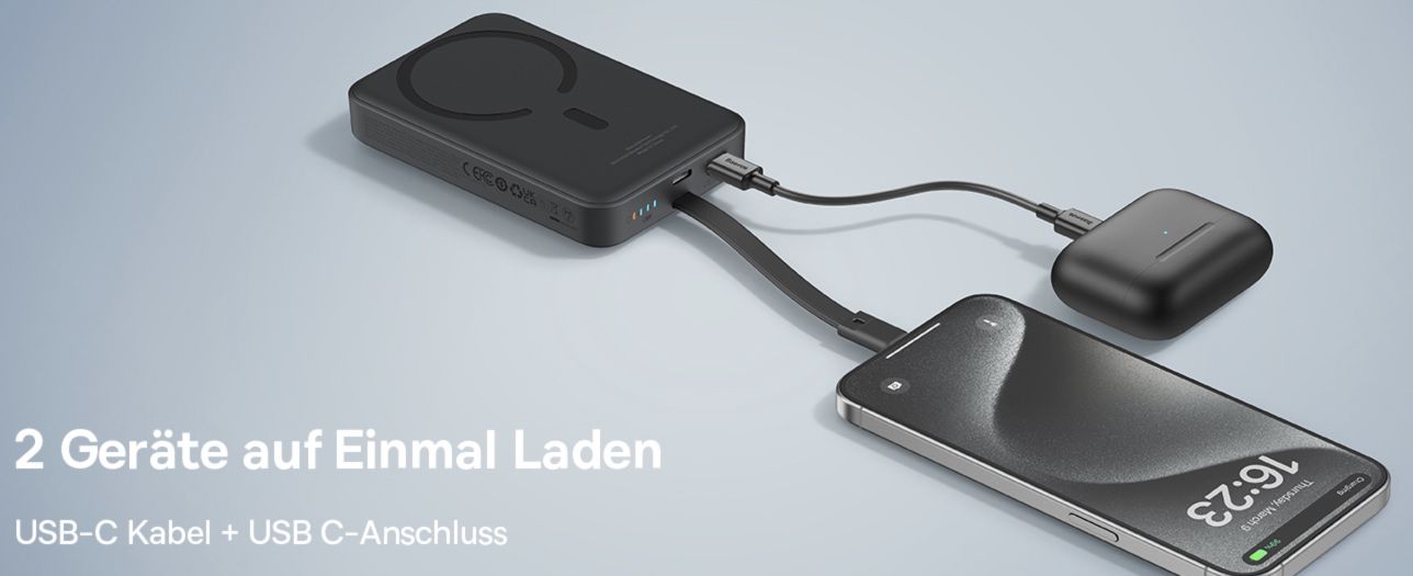 Baseus Magsafe 30W Powerbank mit 10.000mAh & USB C Kabel für 26,87€ (statt 45€)