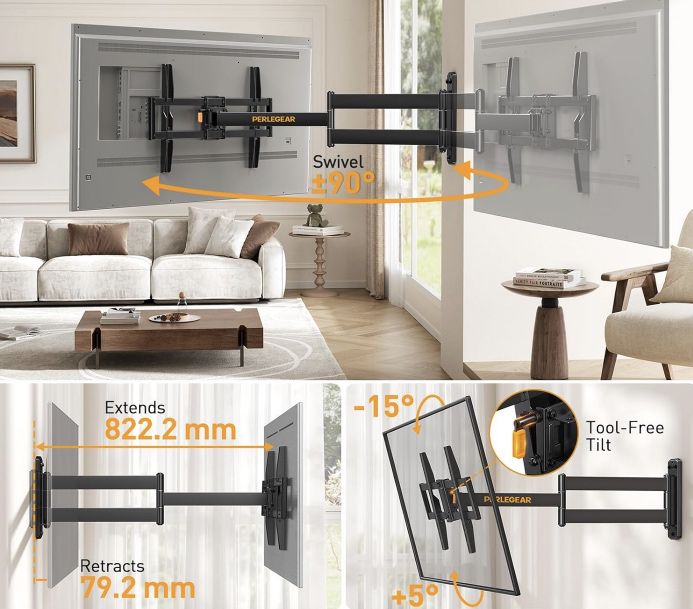 Perlegear TV Wandhalterung mit langem Arm bis 75 Zoll für 32,99€ (statt 50€)