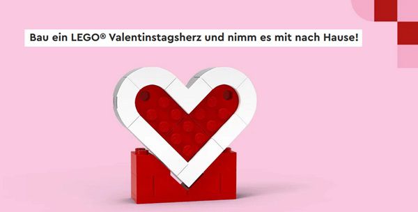 Gratis: Valentinstagsherz bei Bauaktion in LEGO® Stores am 07. & 08.02.