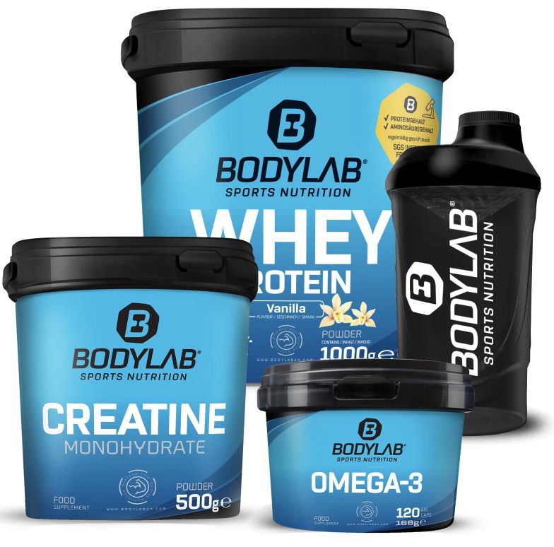 120x Omega 3 Kapseln + 1kg Whey + Creatin  + Shaker für 38,99€ (statt 60€)